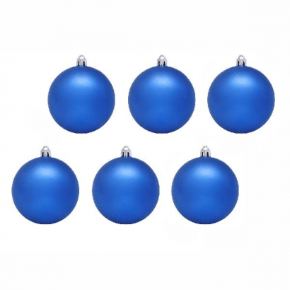 Набор пластиковых шаров 70 мм., синий матовый, 6 шт., Snowmen (ЕК0047)