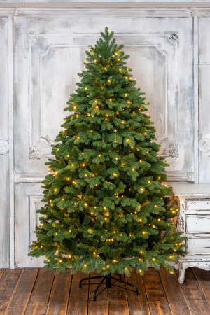 Искусственная елка Парижанка 120 см., 150 теплых белых LED ламп, Литая хвоя+ПВХ, ЕлкиТорг (138120)