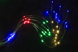 Светодиодная роса-хвост 2 м., 10 лучей, 200 разноцветных LED ламп, зеленый провод, Winner Light (m.18.4G.200)