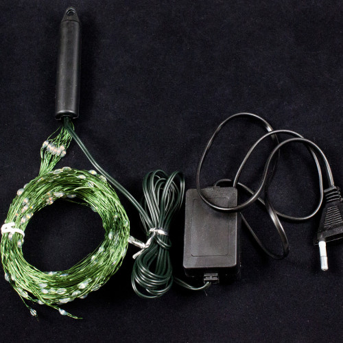 Светодиодная роса-хвост 2 м., 10 лучей, 200 разноцветных LED ламп, зеленый провод, Winner Light (m.18.4G.200)