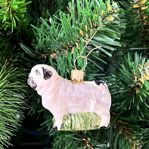 Елочное украшение Мопс, стекло, 5 см., 1 шт., Irena CO (53495)