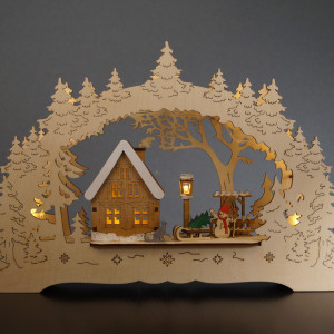 Светильник рождественский Зимний дворик 23*36 см., на батарейках, Lampirida (4504)