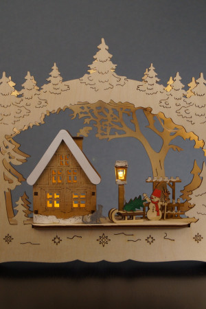 Светильник рождественский Зимний дворик 23*36 см., на батарейках, Lampirida (4504)