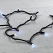 Светодиодная гирлянда с колпачком 75 холодных белых LED ламп 10 м., мерцание, 24В., черный каучуковый провод, IP65, LTC (LL75BLW-1-1W)