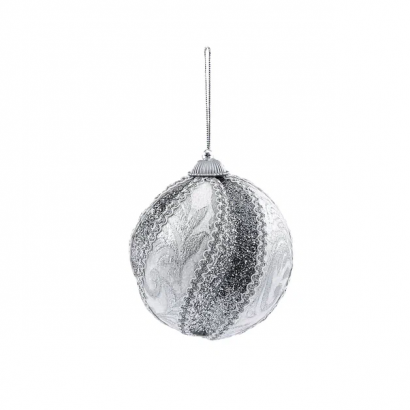 Винтажный шар Аллегро 10 см., серебро, 1 шт., Christmas De Luxe (86591)