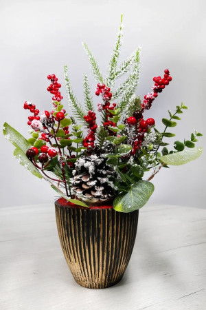 Новогодняя настольная композиция в кашпо 35 см., Christmas DeLuxe (89299)