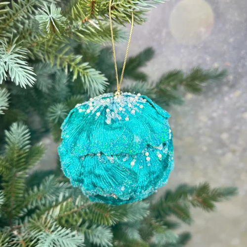 Винтажный шар Сокровища Посейдона - Порфира,10 см., бирюзовый, 1 шт., Christmas DeLuxe (86565)