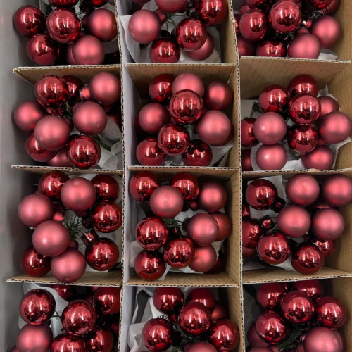 Гроздь стеклянных шаров Ягодный хоровод 2 см., 10 шт., бордовый, Christmas DeLuxe (89870)