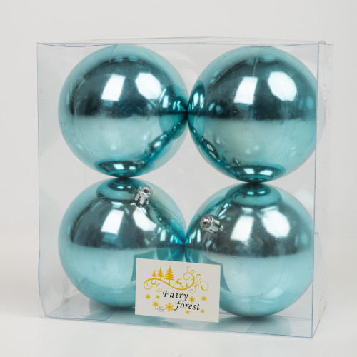 Набор пластиковых шаров Глория 100 мм., голубой туман глянцевый, 4 шт., ЕлкиТорг (150433) в Санкт-Петербурге