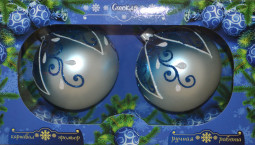 Набор стеклянных шаров Нежный 80 мм, 2 шт  в подарочной упаковке, Батик (КНГ-80-2567/2)