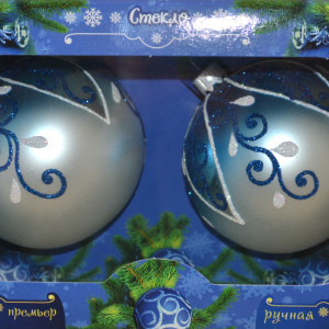 Набор стеклянных шаров Нежный 80 мм, 2 шт  в подарочной упаковке, Батик (КНГ-80-2567/2)