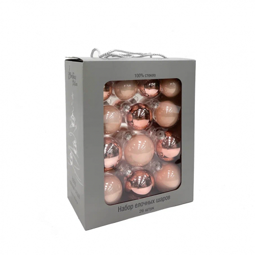 Набор стеклянных шаров Розовый, 26 шт., Christmas DeLuxe (83123-86455)