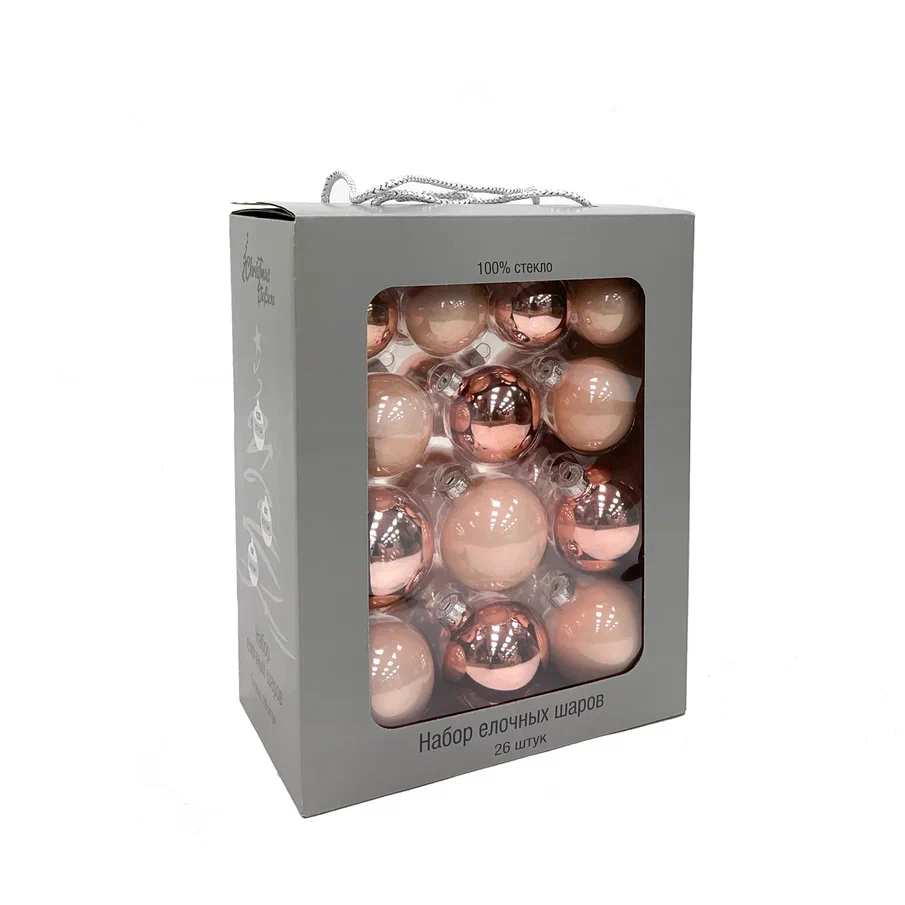 Набор стеклянных шаров Розовый, 26 шт., Christmas DeLuxe (83123-86455)