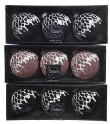 Набор стеклянных шаров  Люневиль 80 мм, прозрачно-фиолетовый, 3 шт, Kaemingk (060213/2) 