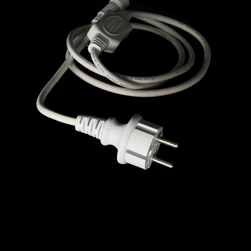 Кабель питания 1,5 м. с выпрямителем для каучуковых и ПВХ 220В., провод белый Каучук, IP65, LTC (LLC-8-3A)