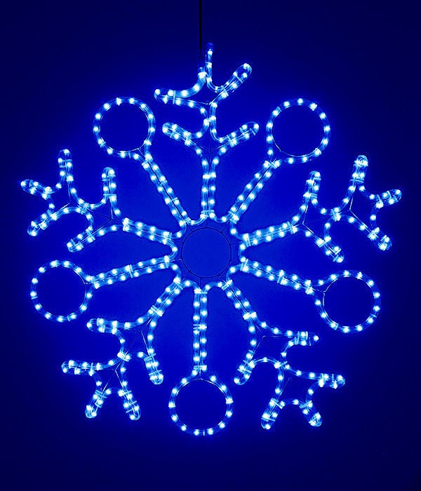 Светодиодная фигура Снежинка 90 см., 220V, 432 синих LED ламп, прозрачный дюралайт, BEAUTY LED (LC-13051) в Белгороде
