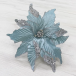 Декоративный цветок Пуансеттия 28 см., голубой, на клипсе, Christmas DeLuxe (87301) в Санкт-Петербурге