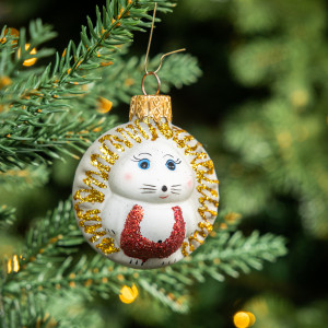 Елочное украшение Ёжик, стекло, 6 см., 1 шт., Витус (А21)