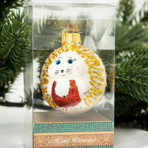 Елочное украшение Ёжик, стекло, 6 см., 1 шт., Витус (А21)