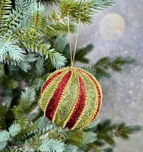 Винтажный шар Аллегро 10 см., красный, 1 шт., Christmas DeLuxe (86560)