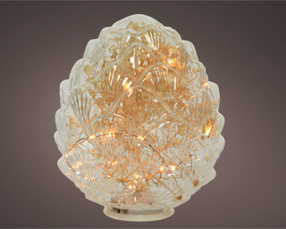Декоративный светильник Шишка 17 см., 15 теплых LED ламп, матовая, Kaemingk (486186)