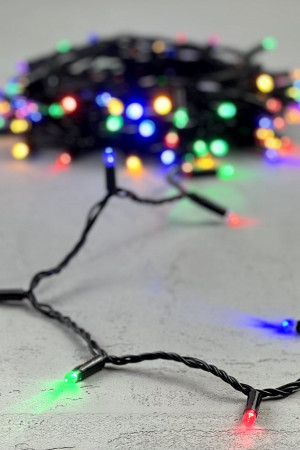 Светодиодная гирлянда с колпачком 100 разноцветных LED ламп 10 м., 220-230 В., черный провод ПВХ, IP65, LTC (PST100CAP-11-2M)