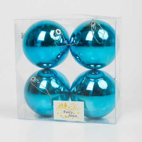 Набор пластиковых шаров Глория 100 мм., бирюза глянцевый, 4 шт., ЕлкиТорг (150434) в Санкт-Петербурге