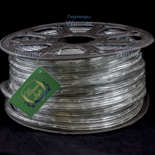 Дюралайт круглый Ø 13 мм., 220V, 3-жилы, холодные белые LED лампы 32 шт на 1 м., бухта 50 м, силикон, Winner (05.50.13.32W)