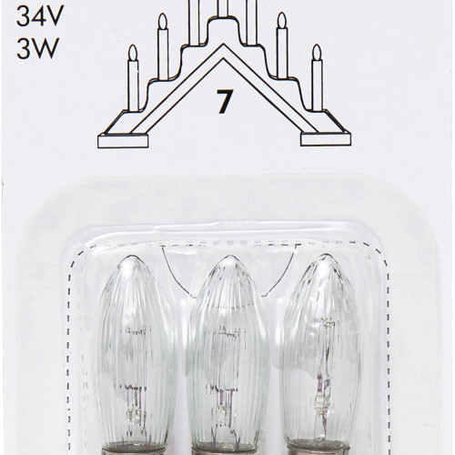 Лампочка запасная для подсвечников  34V 3W Е10 рифленая, 3 шт., Star Trading (304-55)