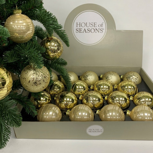 Набор стеклянных шаров Золотая россыпь 70 мм., 18 шт., золото, Christmas DeLuxe (86790)