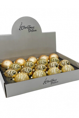 Набор стеклянных шаров Золотая россыпь 70 мм., 18 шт., золото, Christmas DeLuxe (86790)