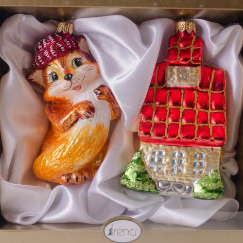 Набор украшений Лиса Алиса у домика 2 шт., стекло, Витус (62211)