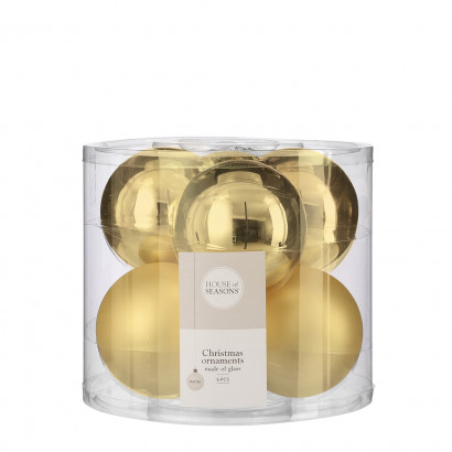 Набор стеклянных шаров Лалик 80 мм., 6 шт., золотой, House of seasons (85790)  
