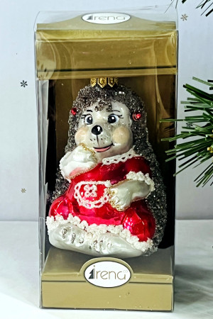 Елочное украшение Ежик-девочка, стекло, 9 см., 1 шт., Irena CO (54063)