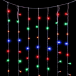 Светодиодный занавес 2*3 м., 600 разноцветных LED ламп, облегченный, прозрачный провод ПВХ, LTC (PCL600NOT-10-2M)