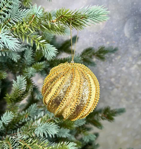 Винтажный шар Аллегро 10 см., золото, 1 шт., Christmas DeLuxe (86561)