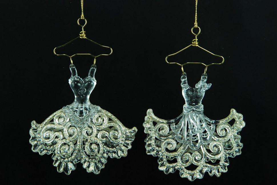 Украшение "Платье" цвет серебро-золото,2 вида,цена за 1 шт.12 см. (150048)
