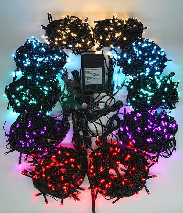 Комплект LED освещения для ели высотой до 10 м., цвет ламп: красный, теплый белый, аквамарин, нежно-розовый, светло-голубой, контроллер, силиконовый п в Уфе