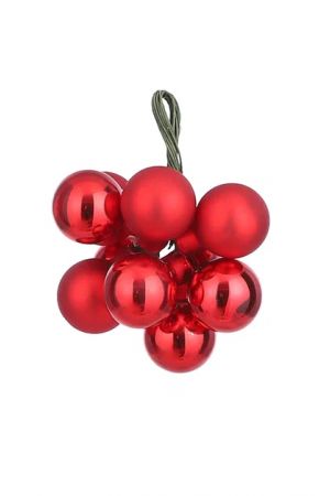 Гроздь стеклянных шаров Ягодный хоровод 2 см., 10 шт., зеленый, Christmas DeLuxe (89935)