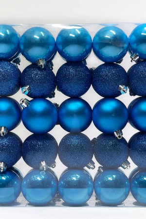 Набор пластиковых шаров Подарок Эльфа 60 мм., синий, 50 шт., Christmas DeLuxe (89584)