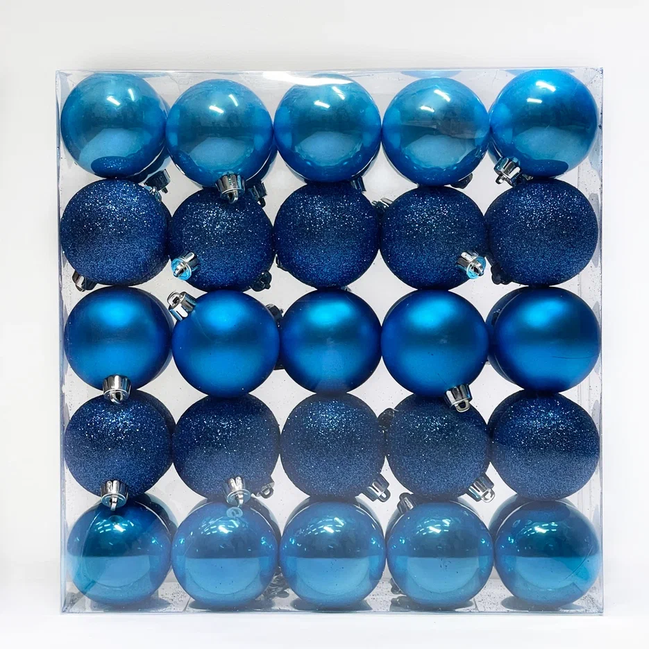 Набор пластиковых шаров Подарок Эльфа 60 мм., синий, 50 шт., Christmas DeLuxe (89584)