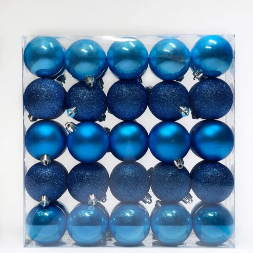 Набор пластиковых шаров Подарок Эльфа 60 мм., синий, 50 шт., Christmas DeLuxe (89584)