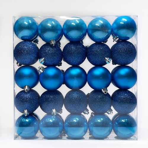 Набор пластиковых шаров Подарок Эльфа 60 мм., синий, 50 шт., Christmas DeLuxe (89584)