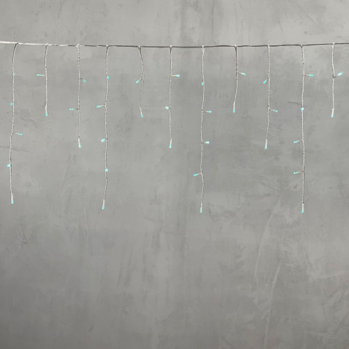 Светодиодная бахрома 3*0.5 м.,  3 батарейки типа D 4.5V, 100 LED ламп цвета аква, прозрачный силикон, LTC (ECC100-10-8A)