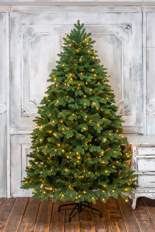 Искусственная елка Парижанка 210 см., 495 теплых белых LED ламп, Литая хвоя+ПВХ, ЕлкиТорг (138210)