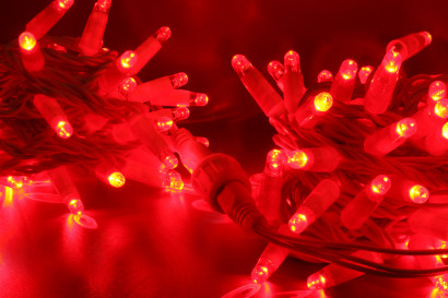 Светодиодная нить 100 красных LED ламп, 10 м., 220В, статика, белый провод ПВХ, Teamprof (TPF-S10C-220V-CW/R)