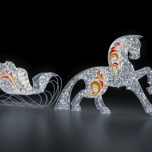 Светодиодная композиция Сани с конем Русская Зима стилизованные (композит) 200 см., Сад Радости (SR059)