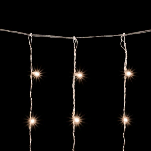 Светодиодный занавес 2*3 м., 600 теплых белых LED ламп, мерцание, облегченный, прозрачный провод ПВХ, LTC (PCL600NOTBLW-10-2WW) в Санкт-Петербурге