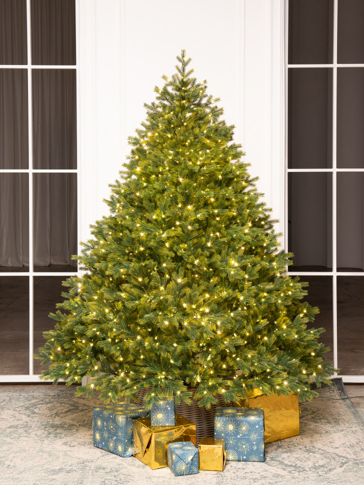 Искусственная елка Эрмитажная 270 см., теплых белых микро LED ламп, 100% литая хвоя, ЕлкиТорг (95270)