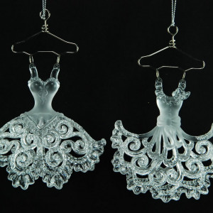 Украшение &quot;Платье&quot; цвет серебро,2 вида,цена за 1 шт.12 см, (150049)